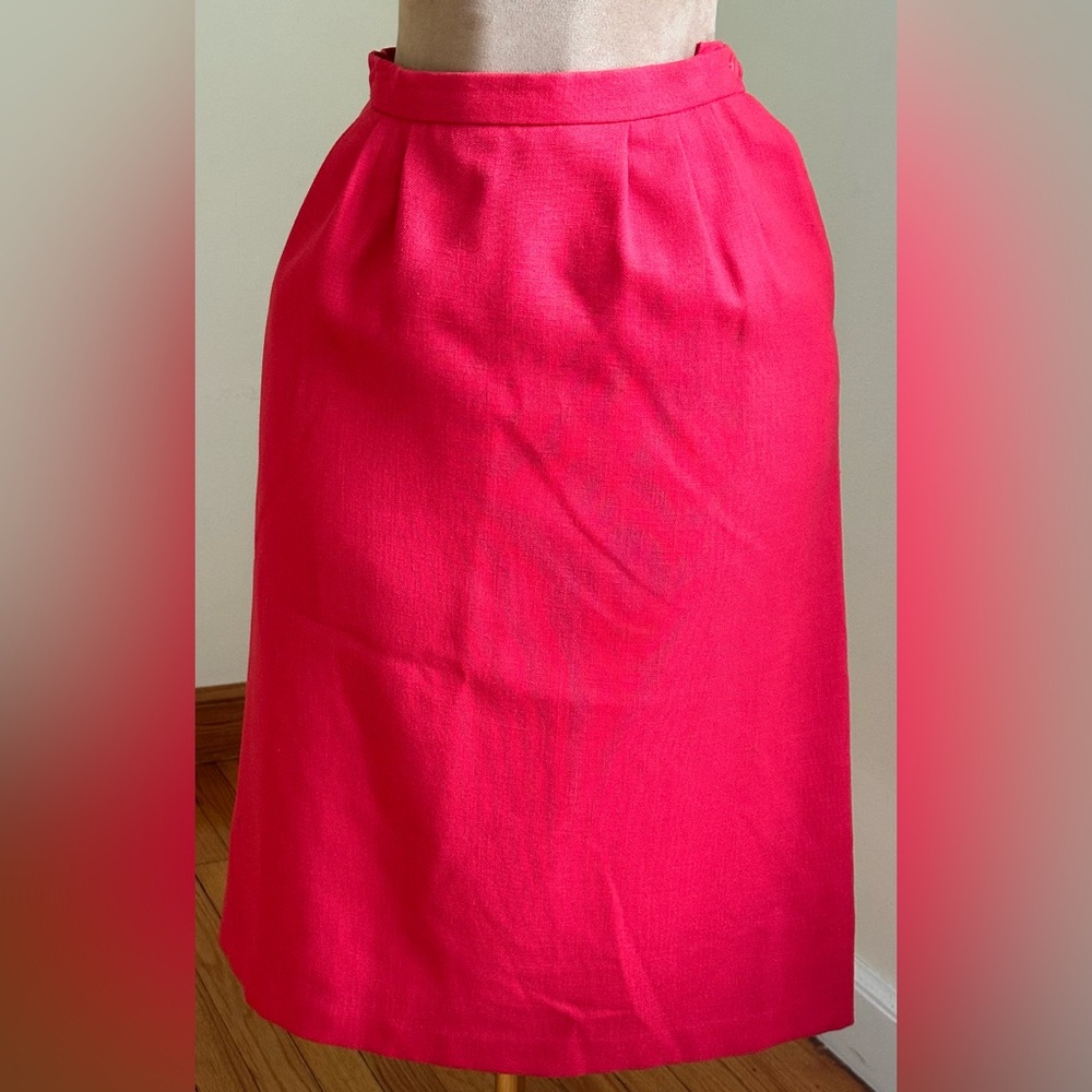 Hyde Point Fashion Vintage Red Pleated Midi Skirt Pockets Closure On Side Sz 14M
